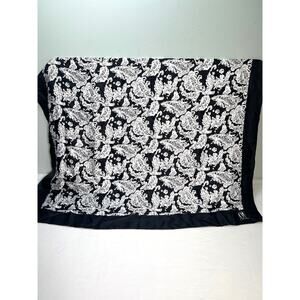 Vintage CW Classics Scarf Black White Paisley 36x35" 80s